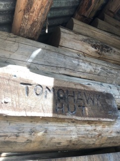Tomahawk Hut Sign.